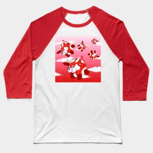 fun red bubble cows in a cloudy sky Baseball T-Shirt